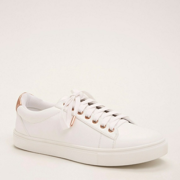 white and rose gold sneakers